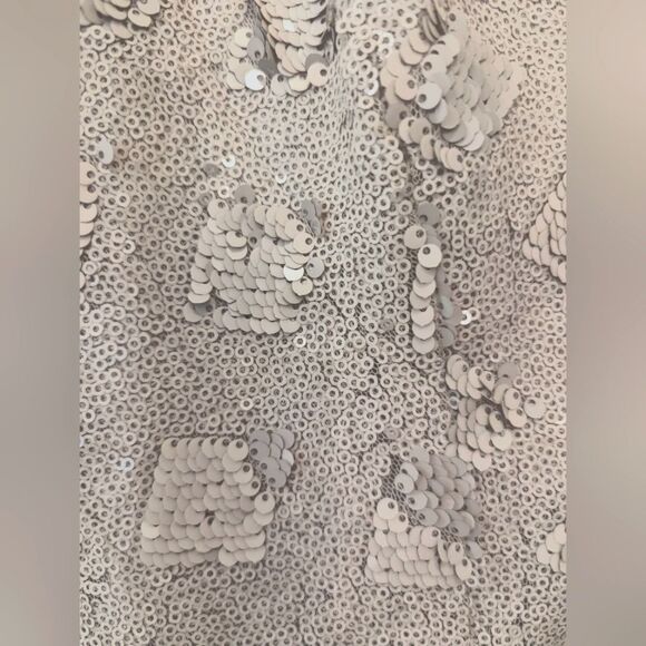 NWT Dress the Population Bree Bone plunge mini short sleeve sequence min Dress L - Picture 7 of 16